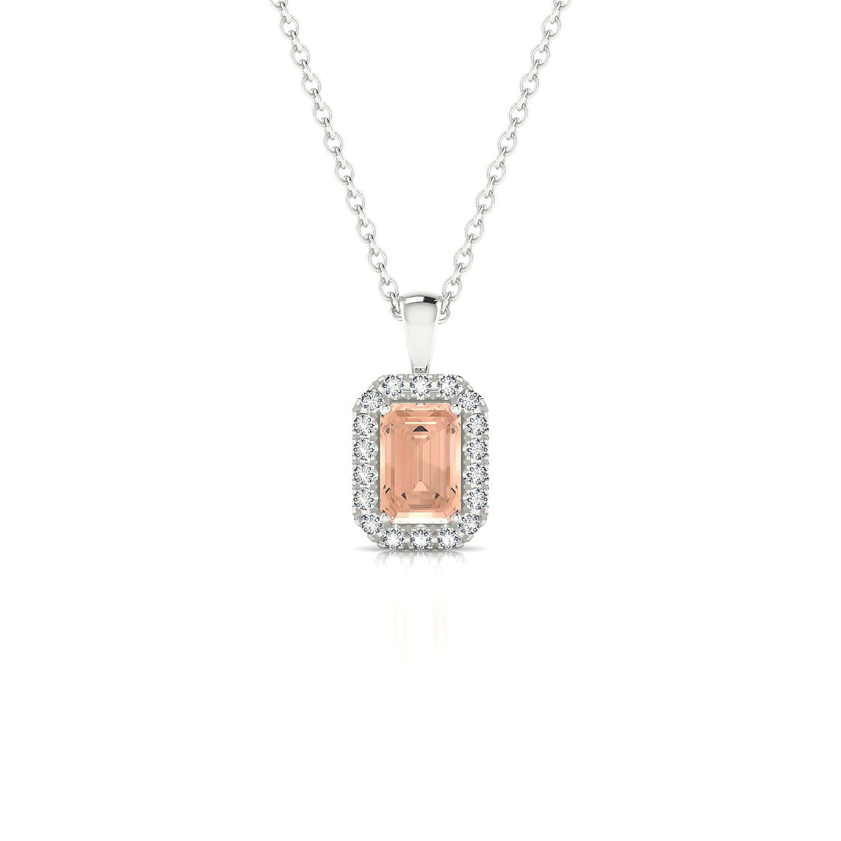 Solar | 18k White Gold 6 x 4 mm Emerald Morganite Pendant