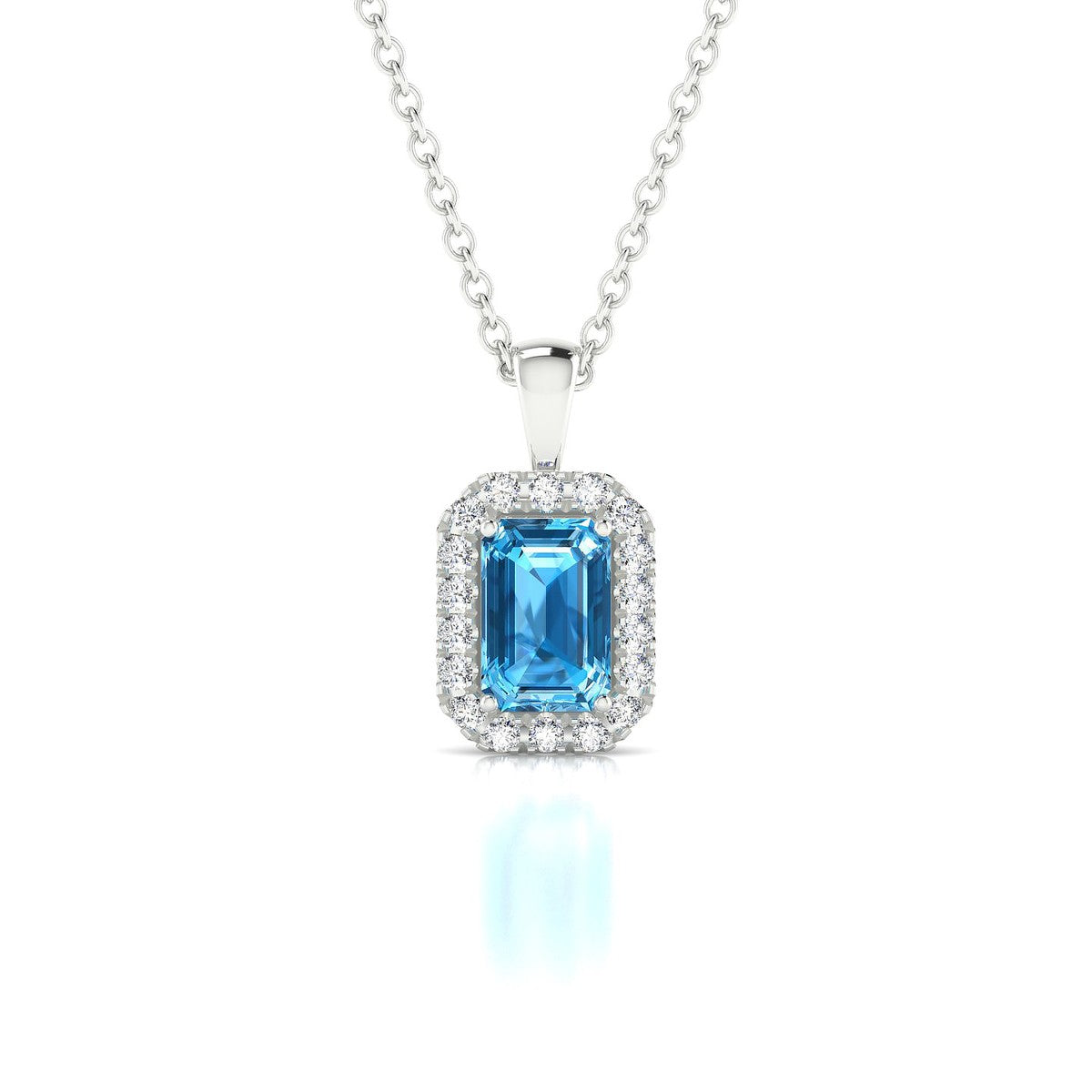 Solar | 18k White Gold 6 x 4 mm Emerald Topaz Pendant