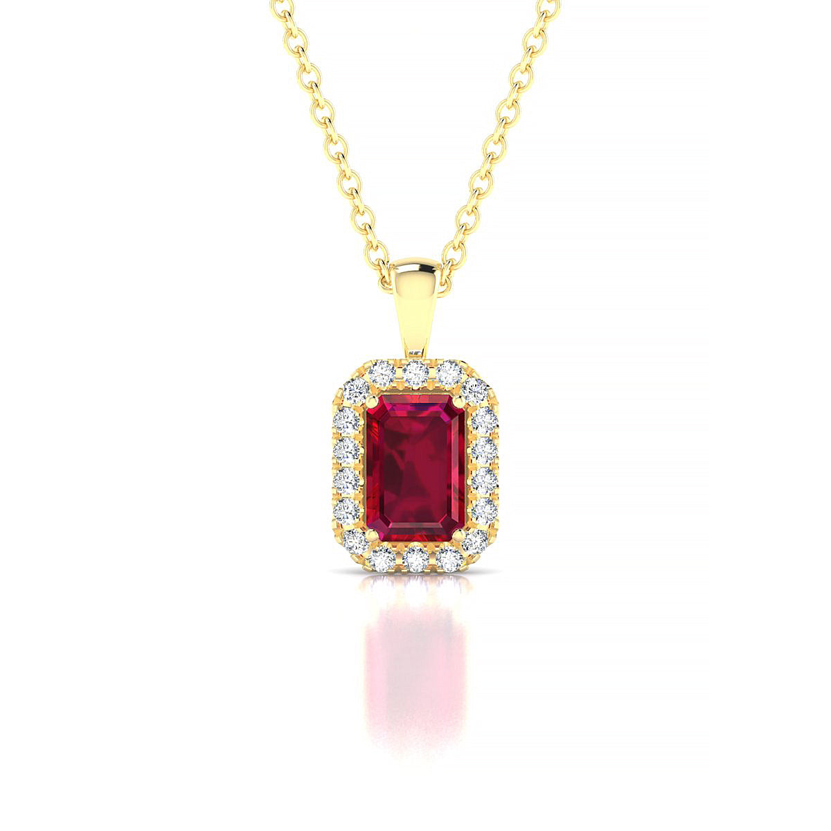 Solar | 18k Yellow Gold 6 x 4 mm Emerald Ruby Pendant