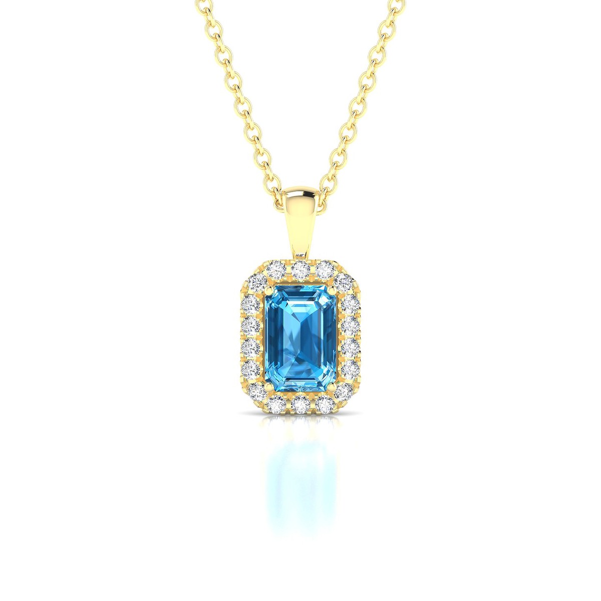 Solar | 18k Yellow Gold 6 x 4 mm Emerald Topaz Pendant