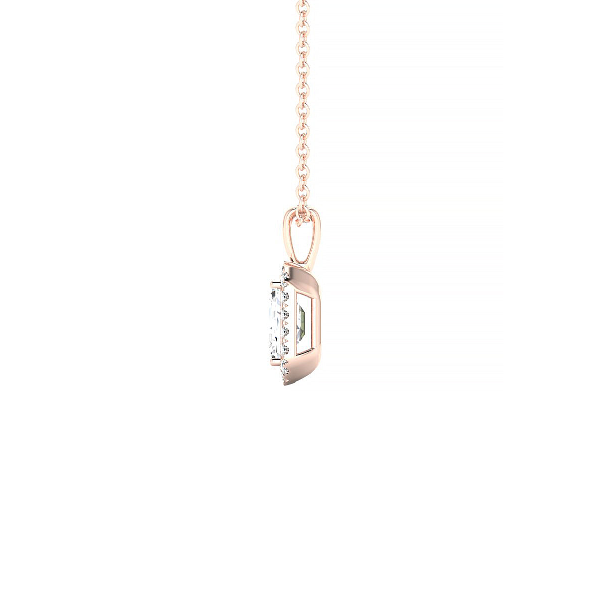 Solar | 18k Rose Gold 6 x 4 mm Emerald Diamond Pendant
