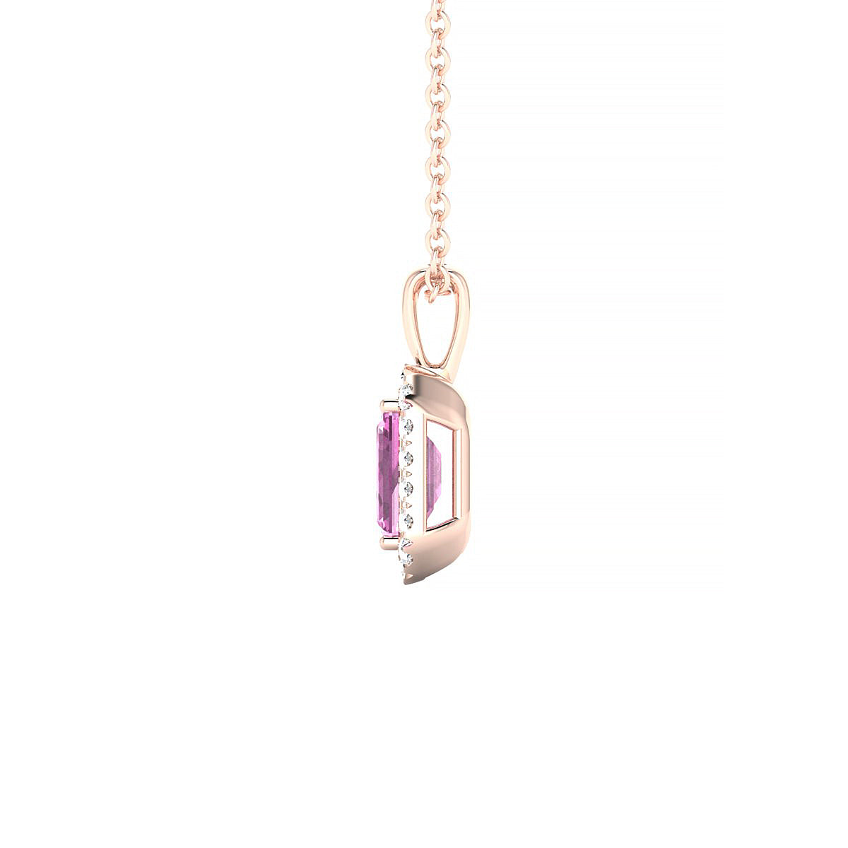 Solar | 18k Rose Gold 6 x 4 mm Emerald Pink Sapphire Pendant