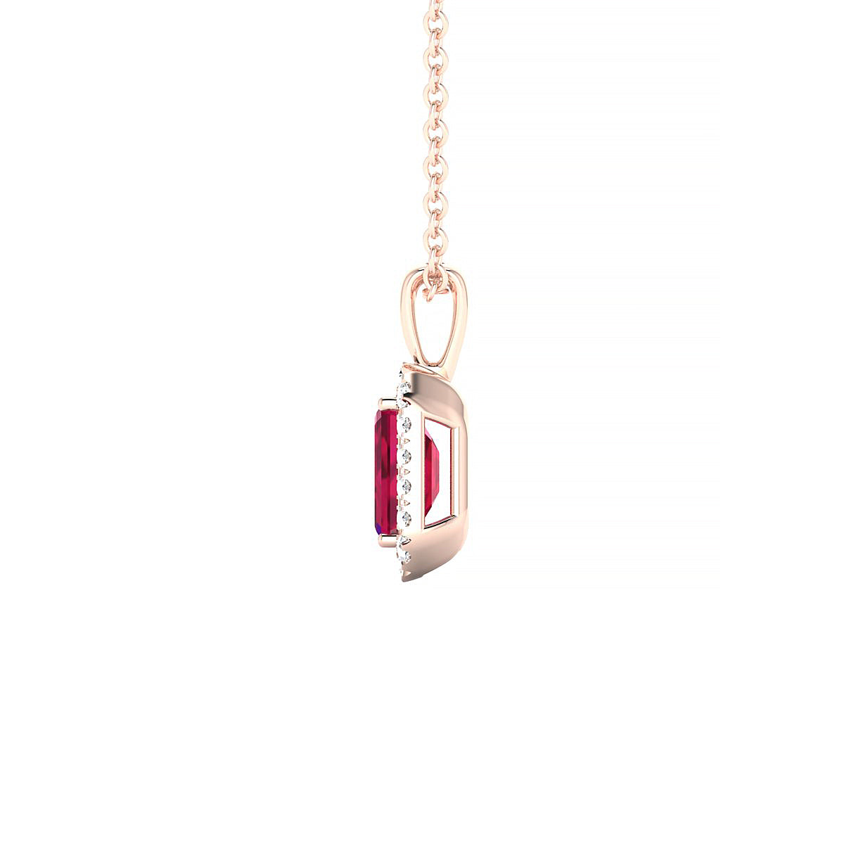 Solar | 18k Rose Gold 6 x 4 mm Emerald Ruby Pendant