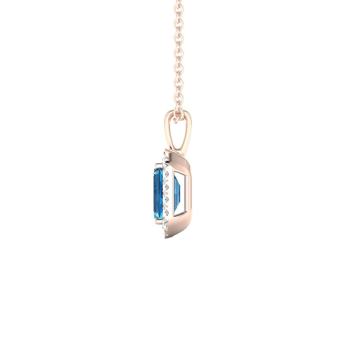 Solar | 18k Rose Gold 6 x 4 mm Emerald Topaz Pendant