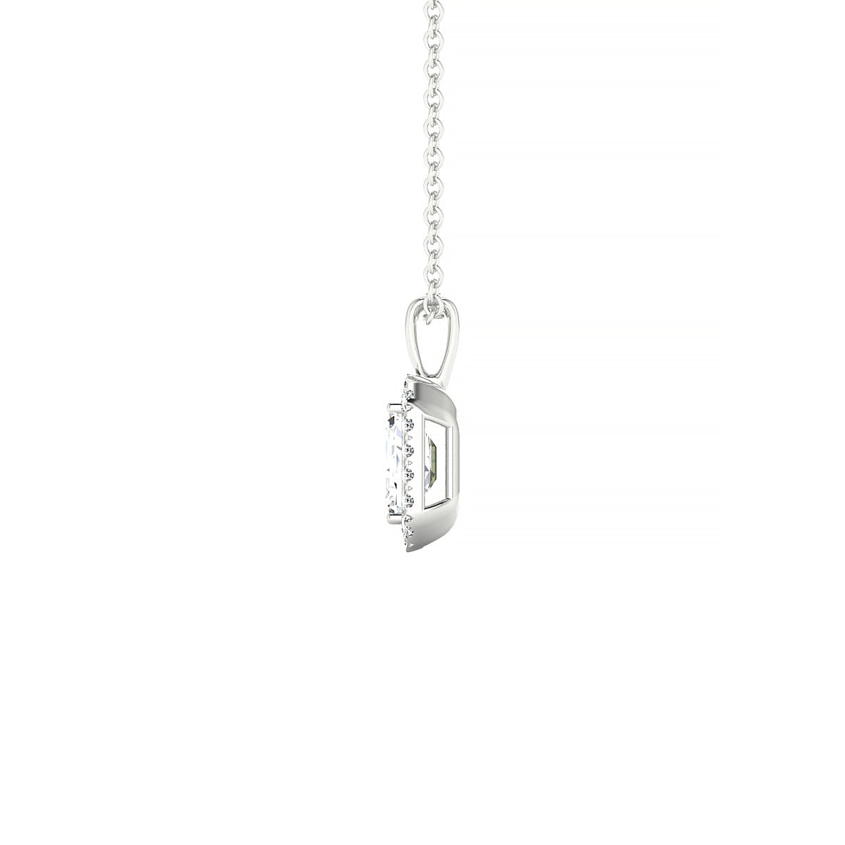 Solar | 18k White Gold 6 x 4 mm Emerald Diamond Pendant