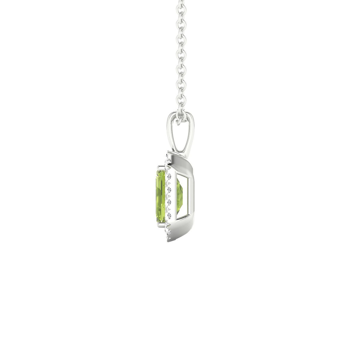 Solar | 18k White Gold 6 x 4 mm Emerald Peridot Pendant
