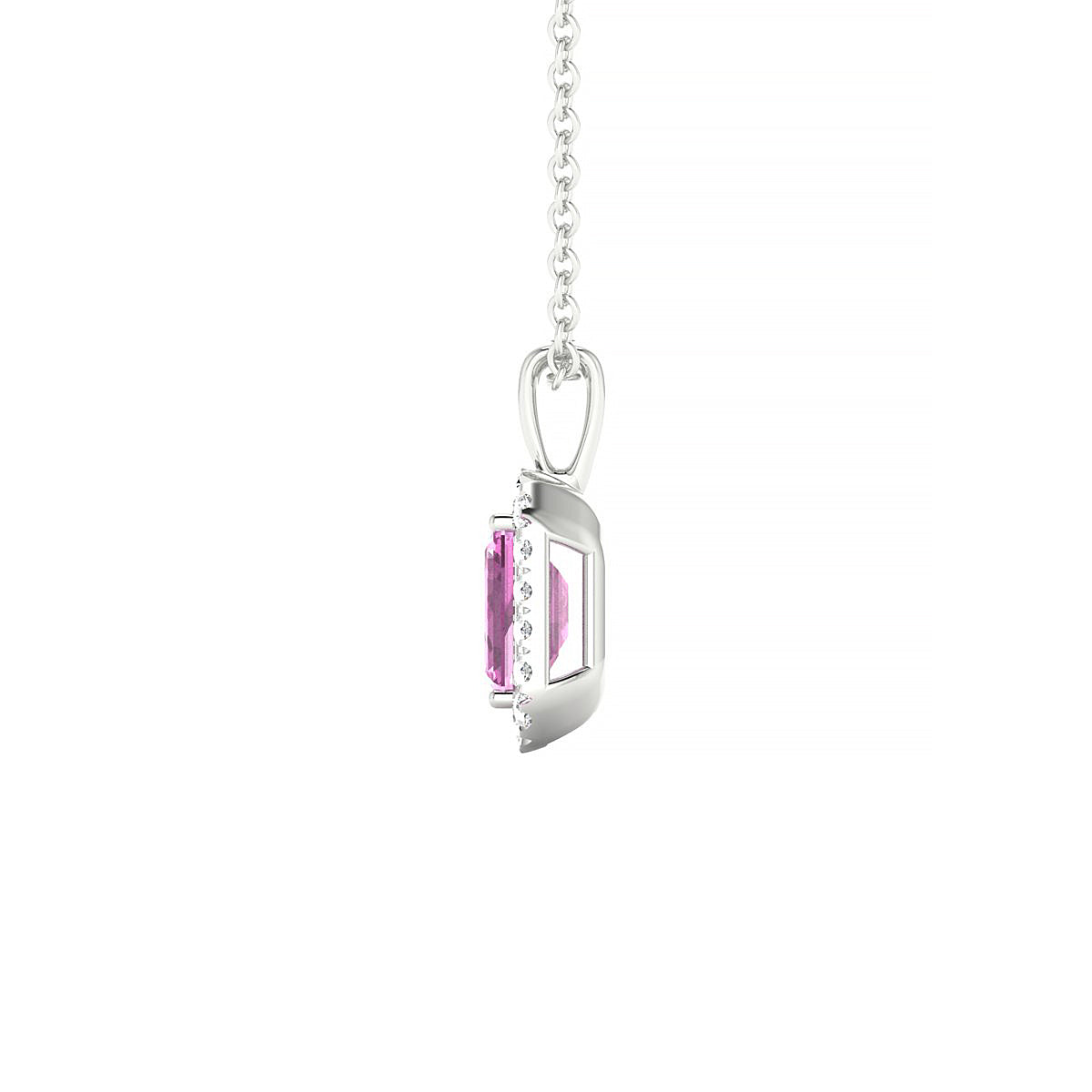 Solar | 18k White Gold 6 x 4 mm Emerald Pink Sapphire Pendant