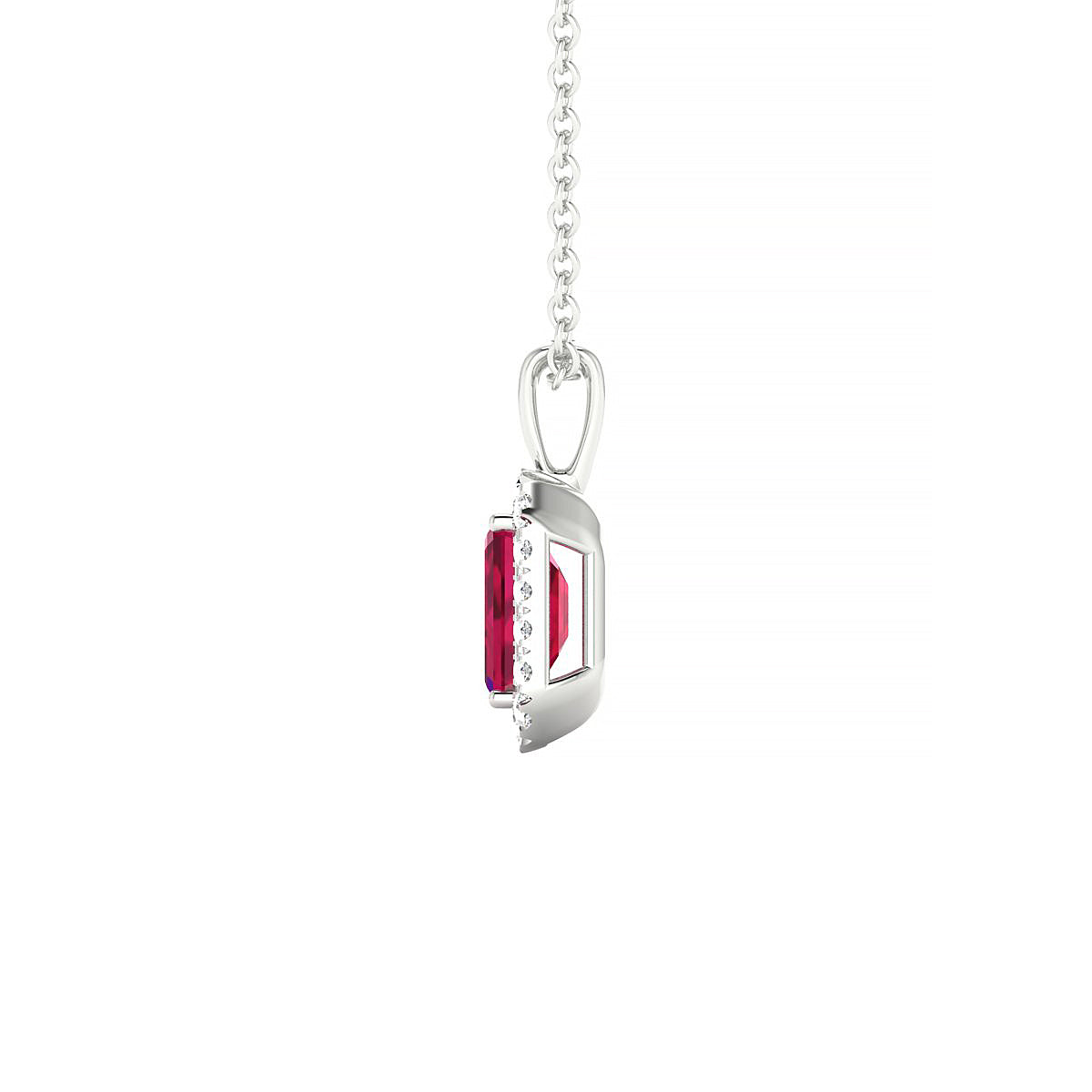 Solar | 18k White Gold 6 x 4 mm Emerald Ruby Pendant
