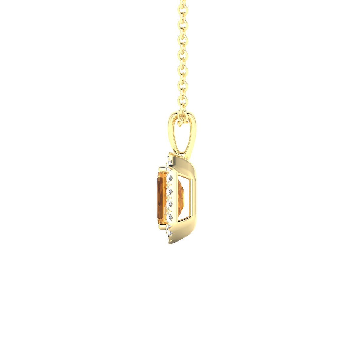 Solar | 18k Yellow Gold 6 x 4 mm Emerald Citrine Pendant