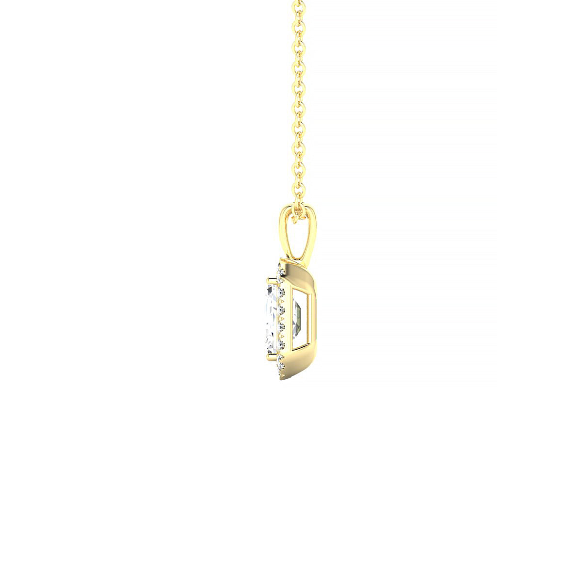 Solar | 18k Yellow Gold 6 x 4 mm Emerald Diamond Pendant