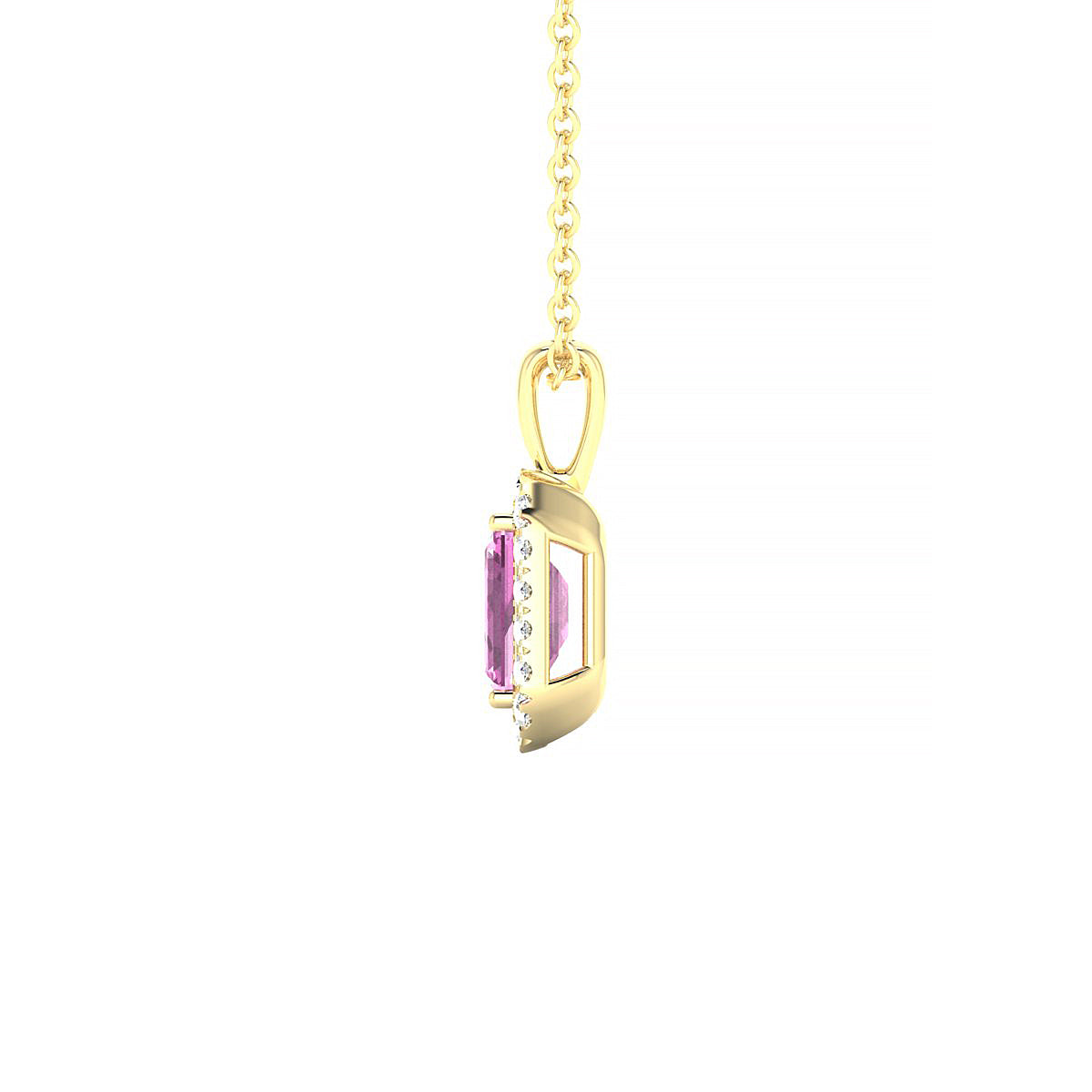 Solar | 18k Yellow Gold 6 x 4 mm Emerald Pink Sapphire Pendant