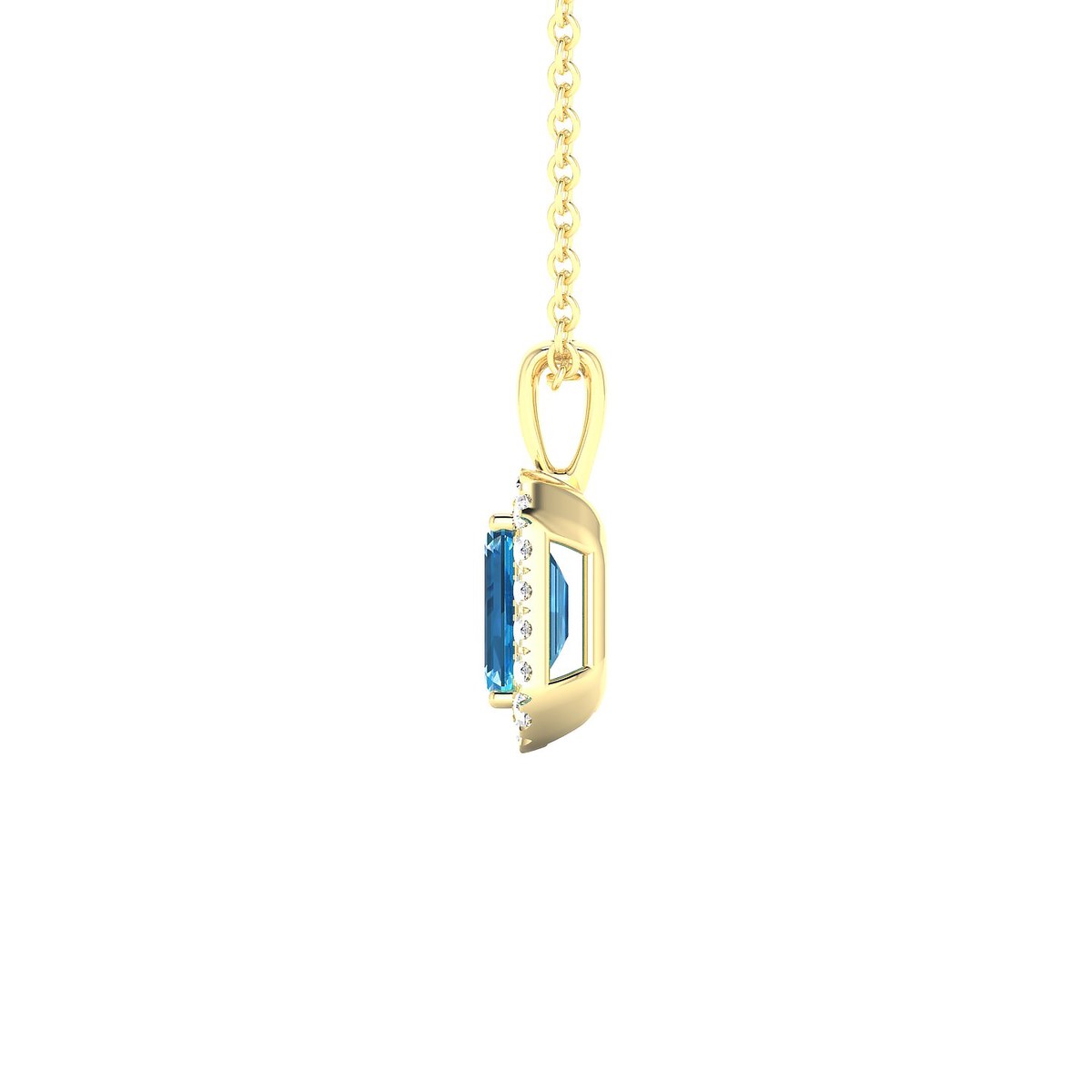 Solar | 18k Yellow Gold 6 x 4 mm Emerald Topaz Pendant