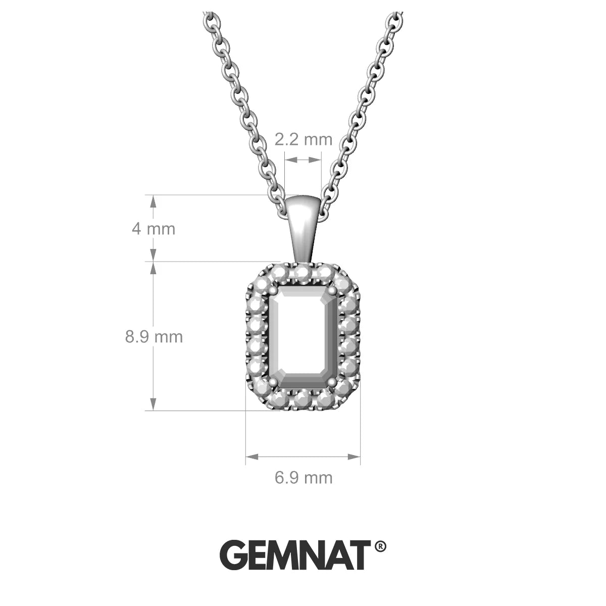 Solar | 18k White Gold 6 x 4 mm Emerald Topaz Pendant