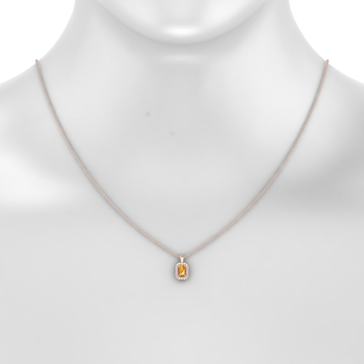 Solar | 18k Rose Gold 6 x 4 mm Emerald Citrine Pendant