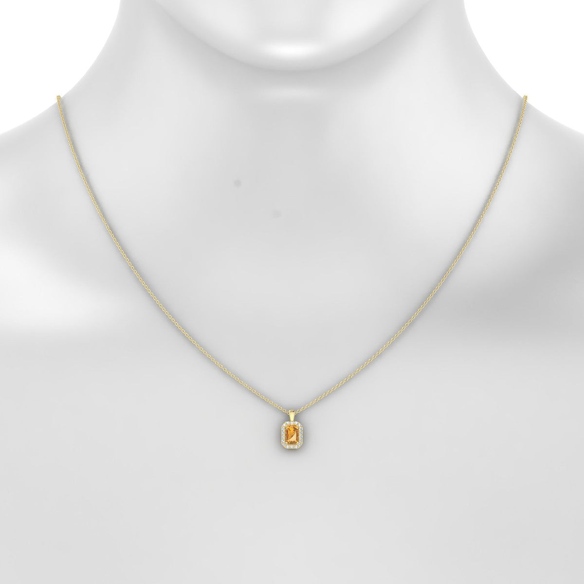 Solar | 18k Yellow Gold 6 x 4 mm Emerald Citrine Pendant