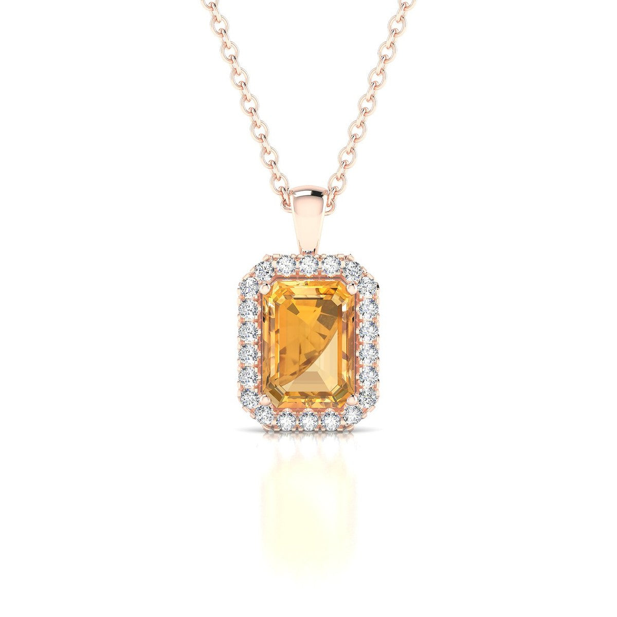 Solar | 18k Rose Gold 7 x 5 mm Emerald Citrine Pendant