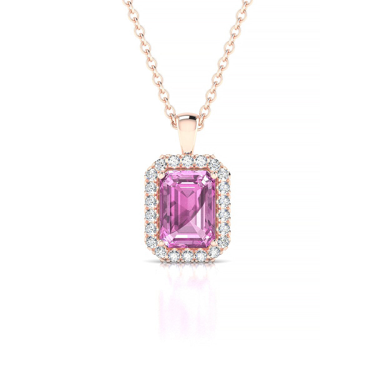 Solar | 18k Rose Gold 7 x 5 mm Emerald Pink Sapphire Pendant