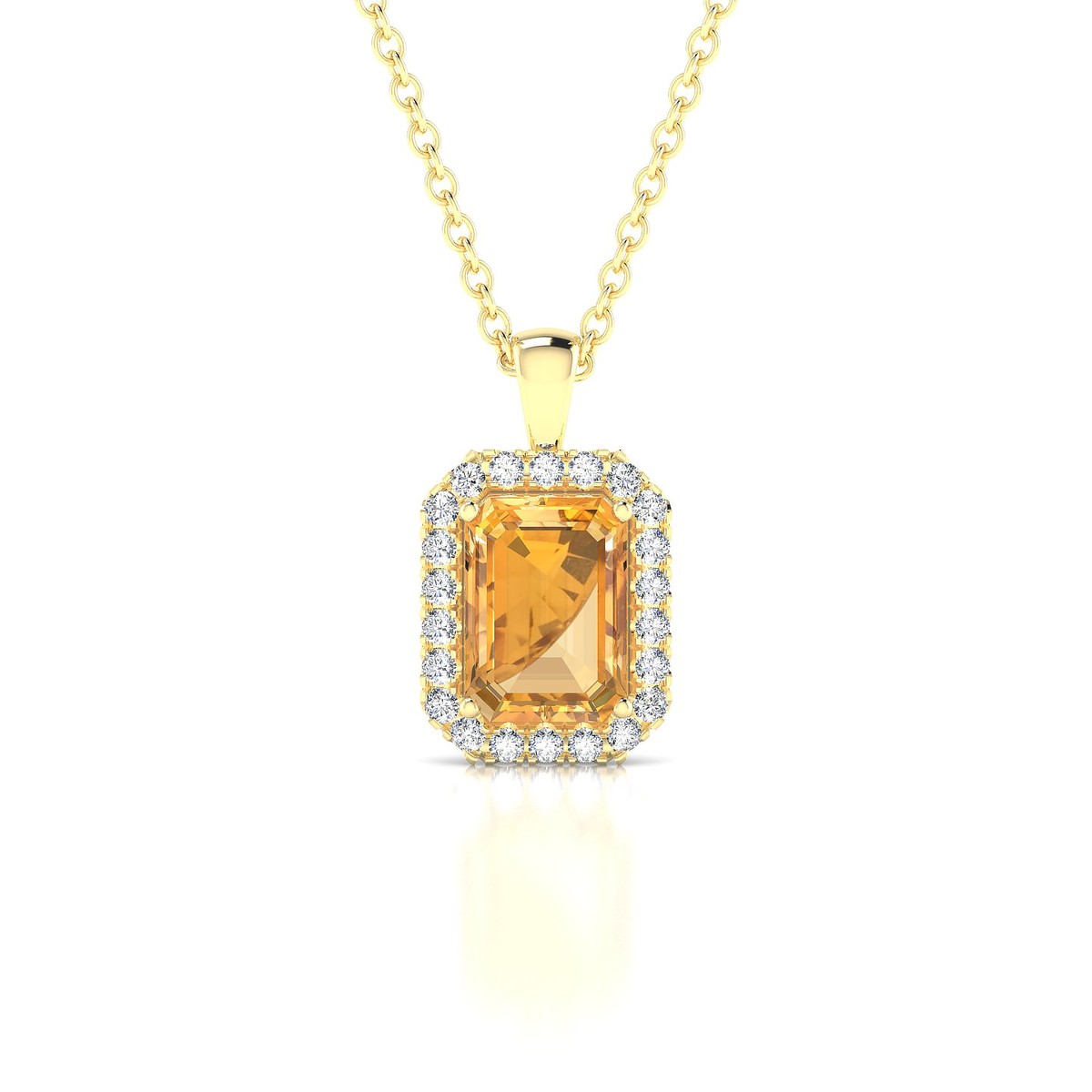 Solar | 18k Yellow Gold 7 x 5 mm Emerald Citrine Pendant