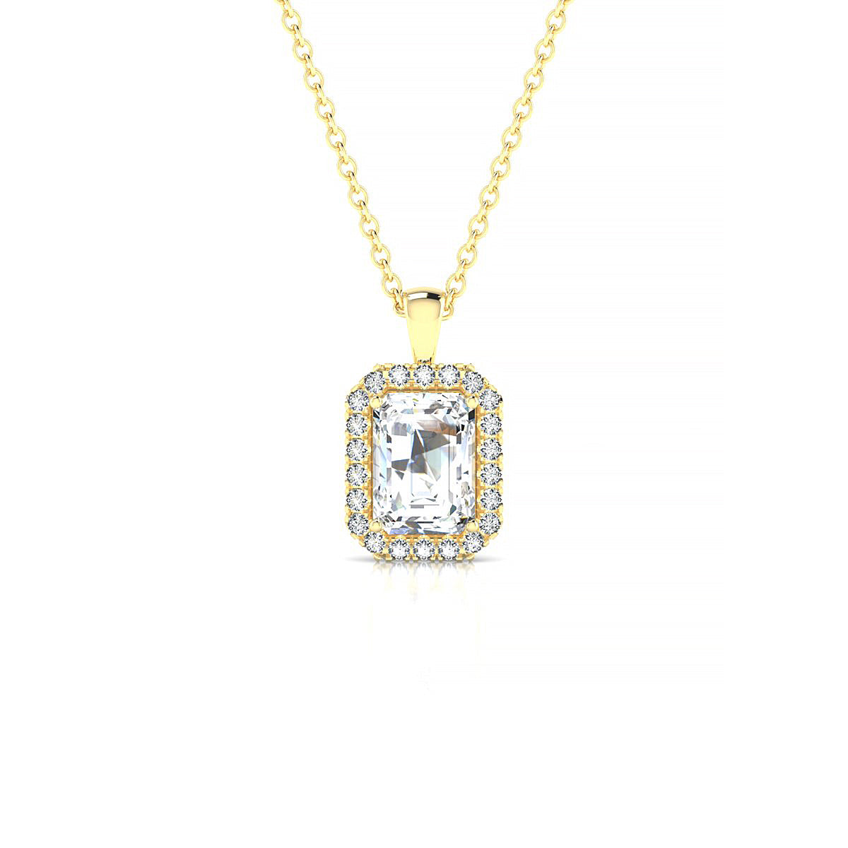 Solar | 18k Yellow Gold 7 x 5 mm Emerald Diamond Pendant