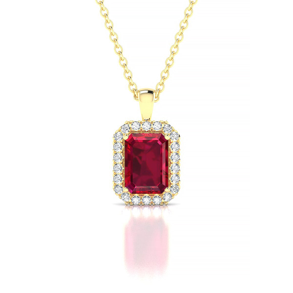 Solar | 18k Yellow Gold 7 x 5 mm Emerald Ruby Pendant