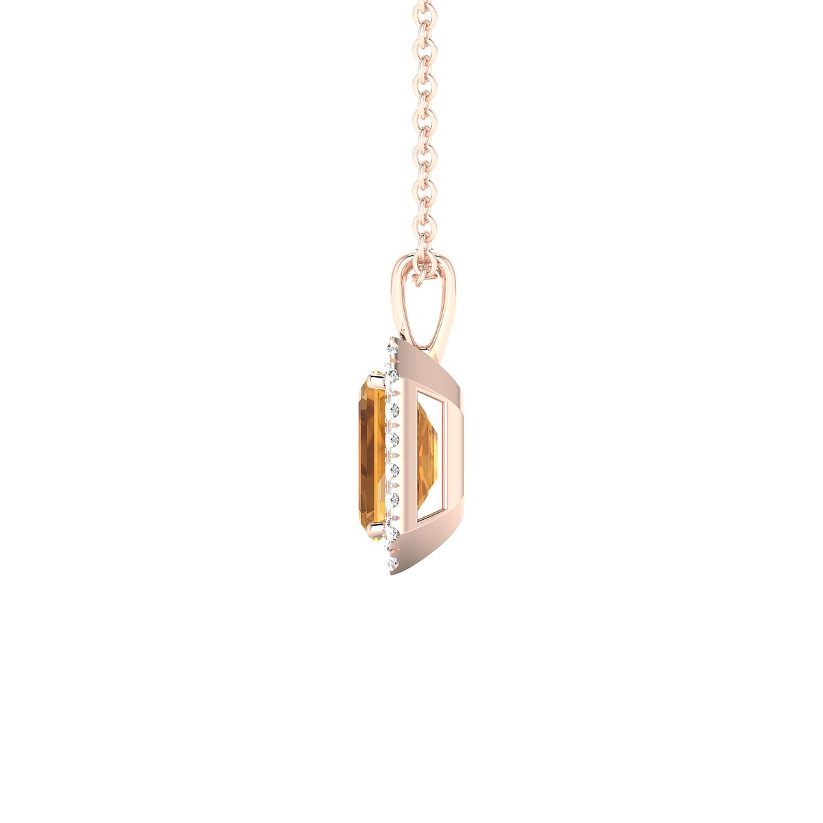 Solar | 18k Rose Gold 7 x 5 mm Emerald Citrine Pendant