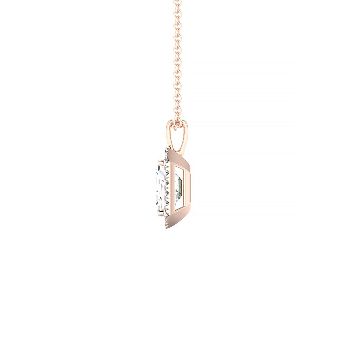 Solar | 18k Rose Gold 7 x 5 mm Emerald Diamond Pendant