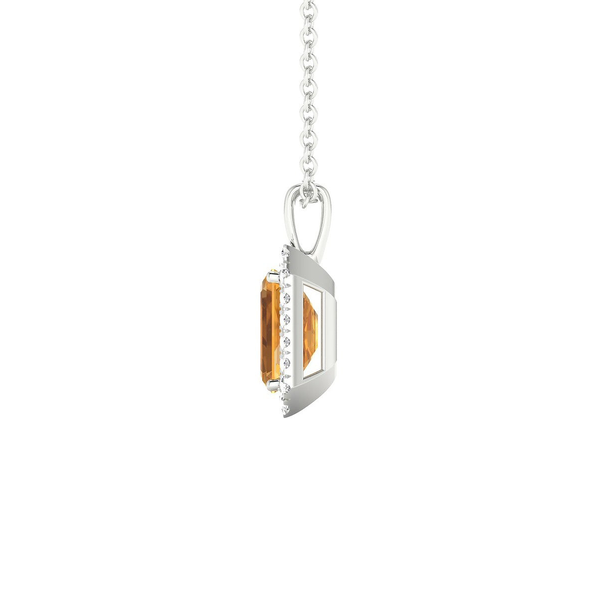 Solar | 18k White Gold 7 x 5 mm Emerald Citrine Pendant