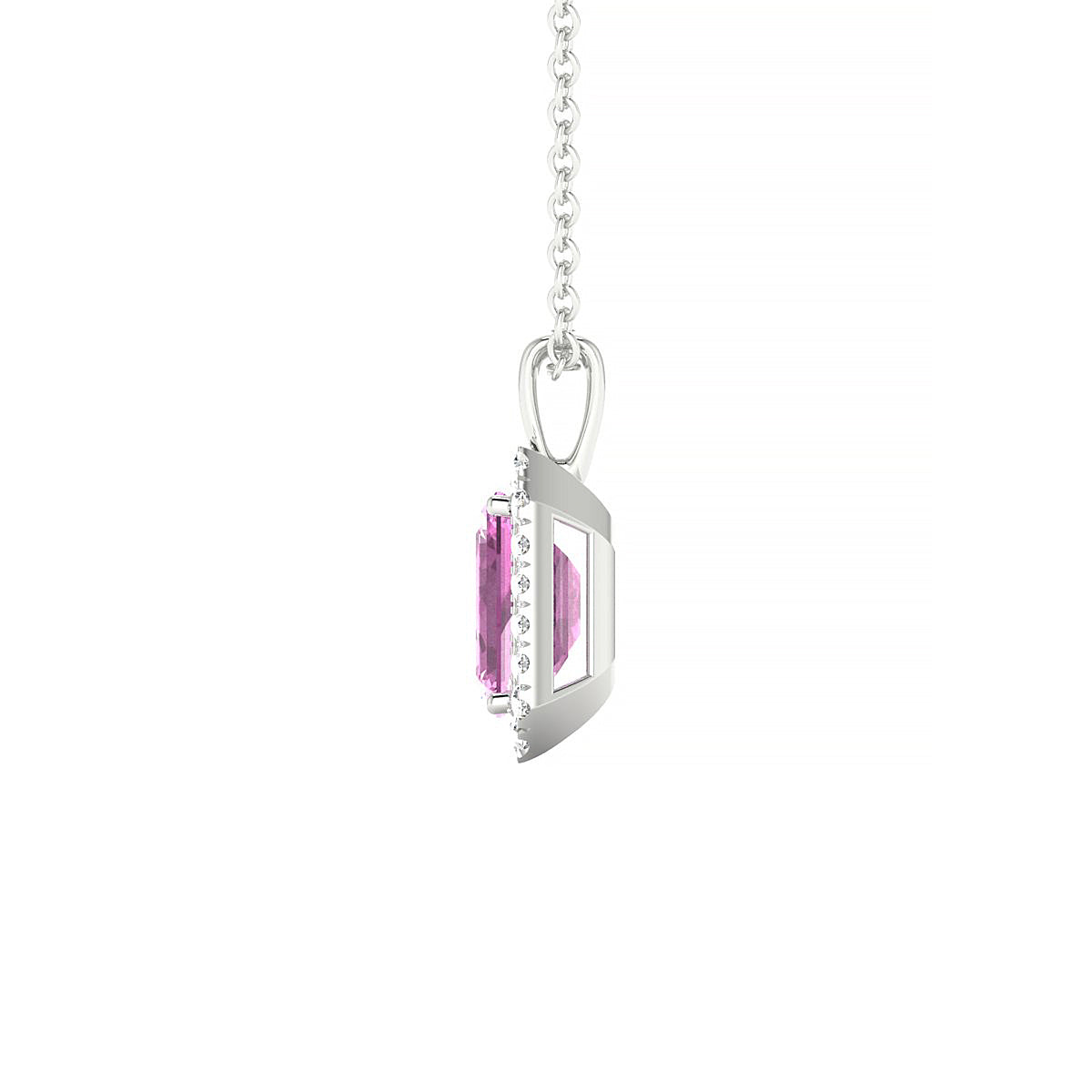 Solar | 18k White Gold 7 x 5 mm Emerald Pink Sapphire Pendant