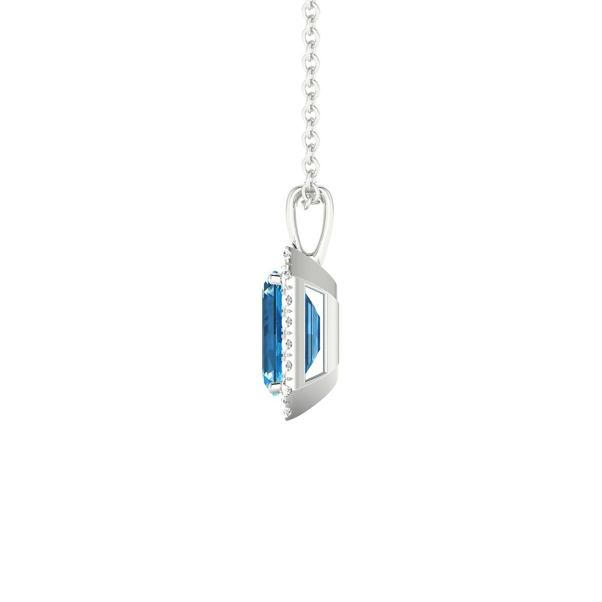 Solar | 18k White Gold 7 x 5 mm Emerald Topaz Pendant