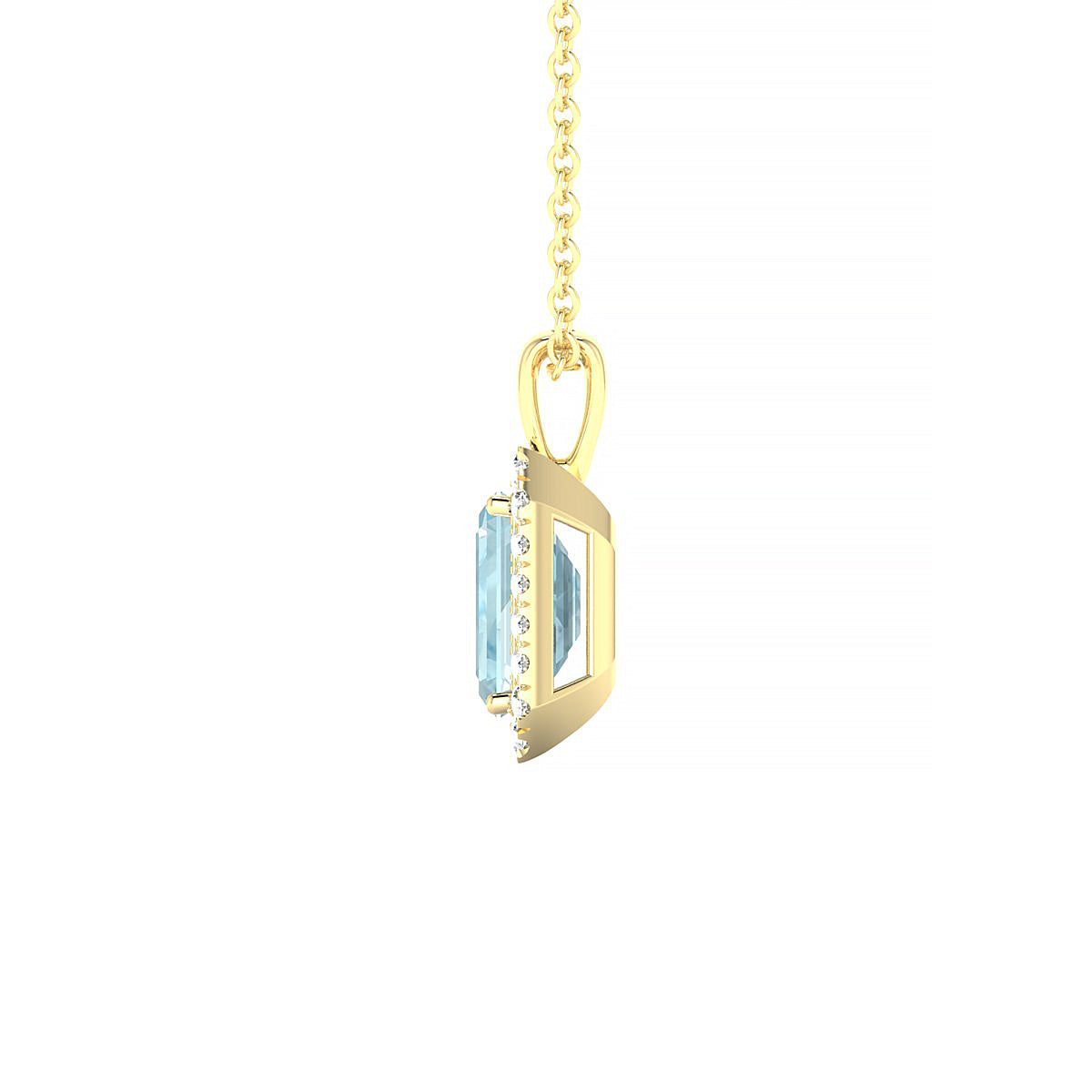 Solar | 18k Yellow Gold 7 x 5 mm Emerald Aquamarine Pendant