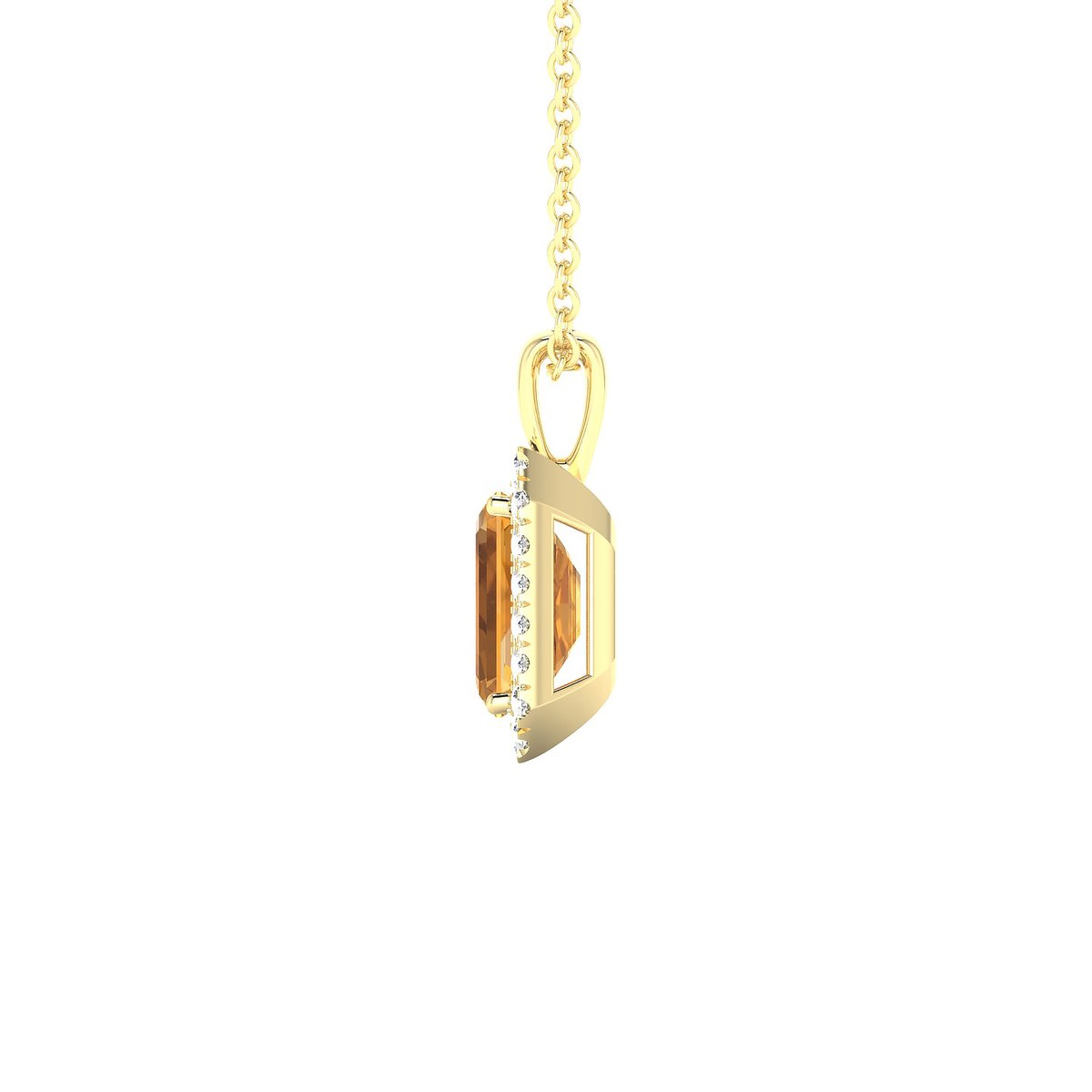 Solar | 18k Yellow Gold 7 x 5 mm Emerald Citrine Pendant