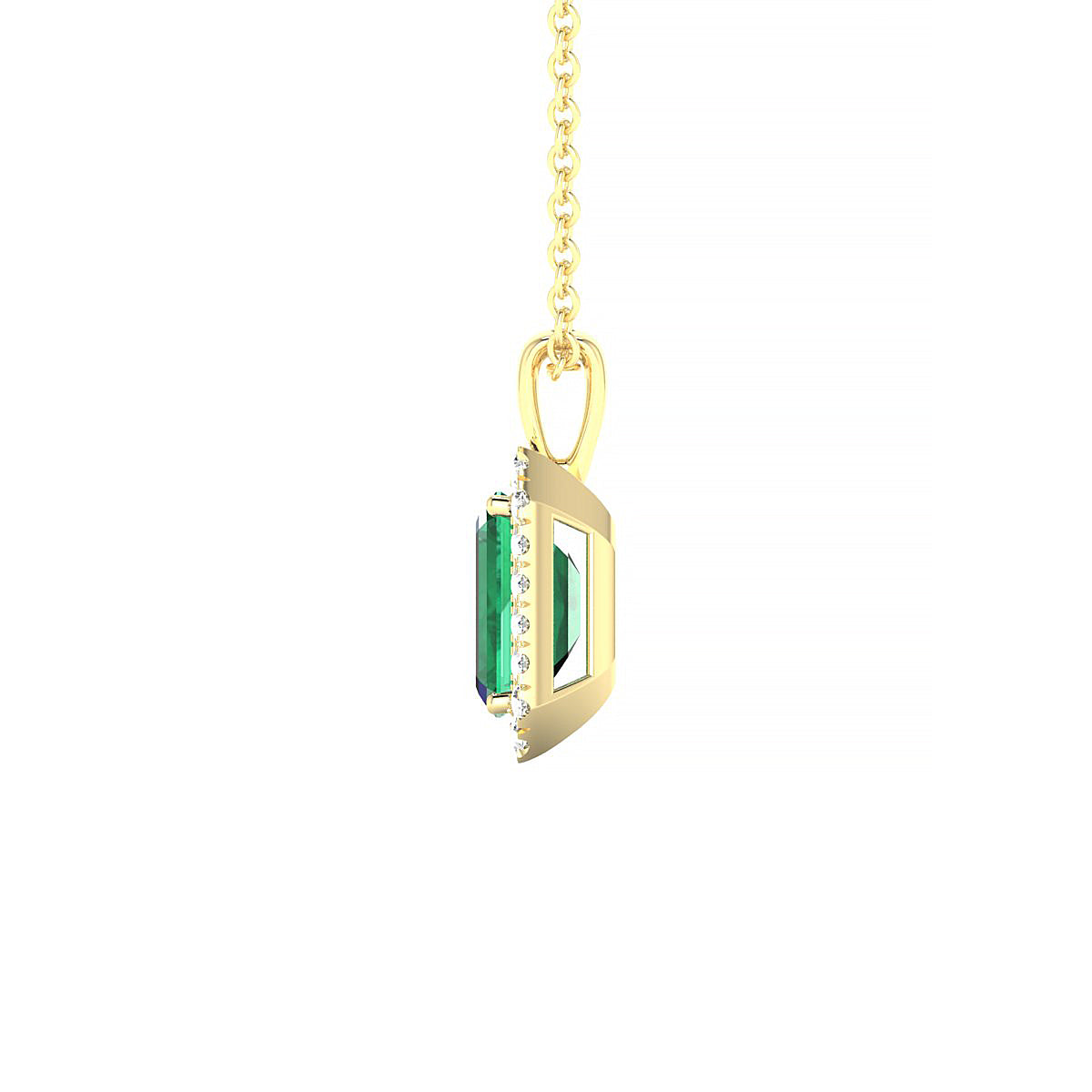 Solar | 18k Yellow Gold 7 x 5 mm Emerald Emerald Pendant