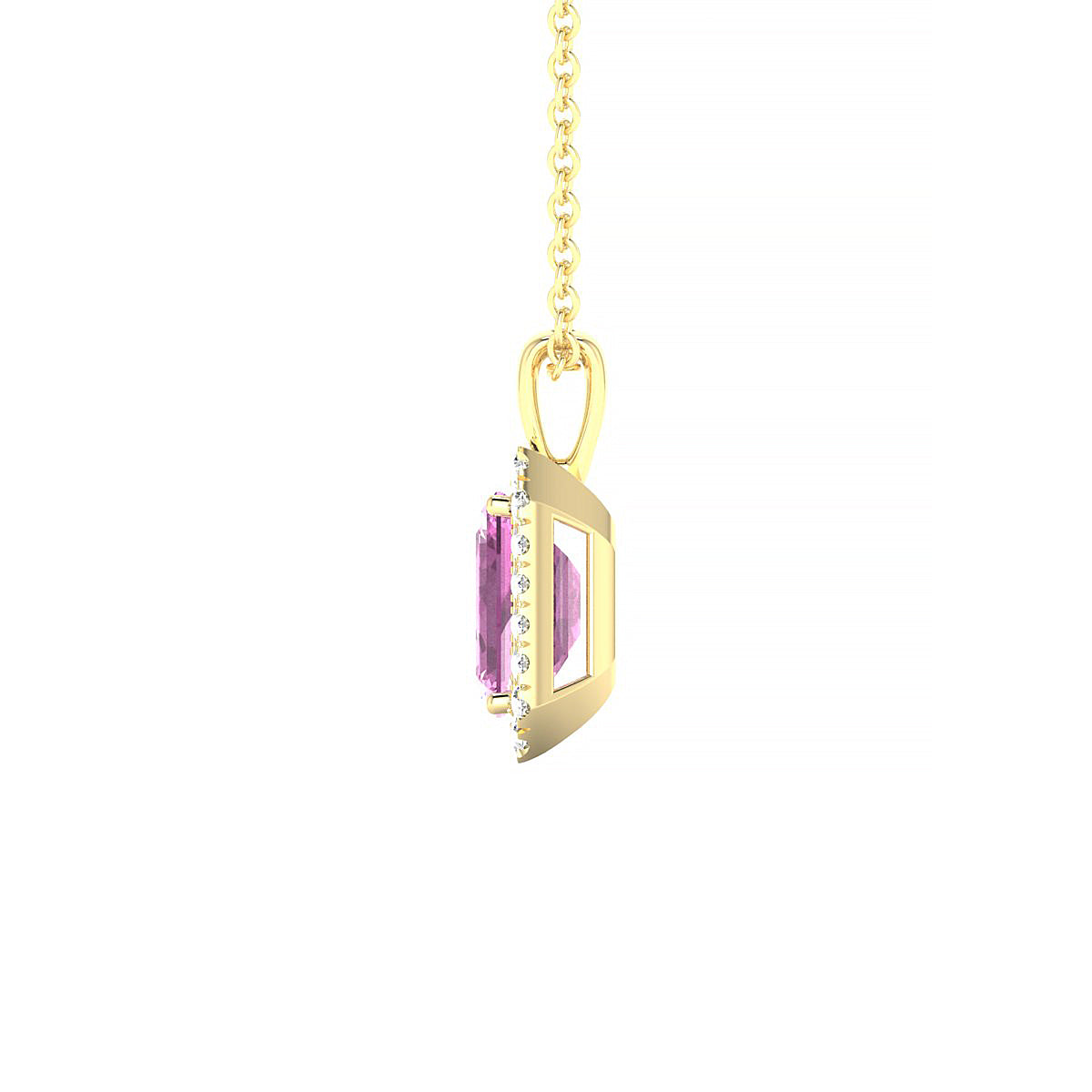 Solar | 18k Yellow Gold 7 x 5 mm Emerald Pink Sapphire Pendant
