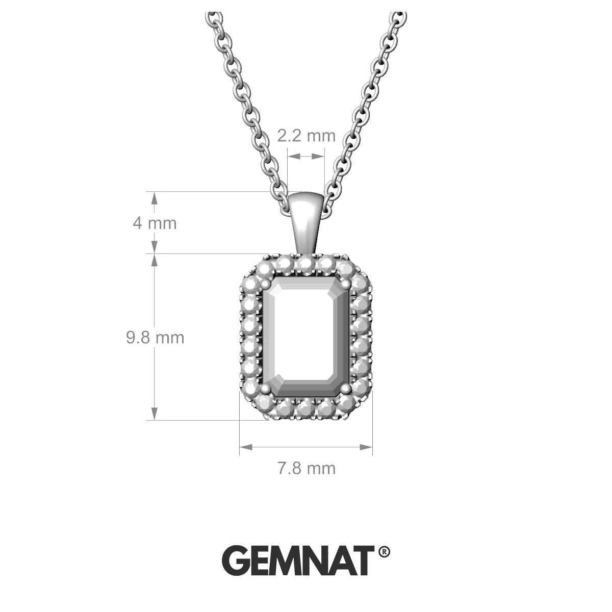 Solar | 18k White Gold 7 x 5 mm Emerald Citrine Pendant