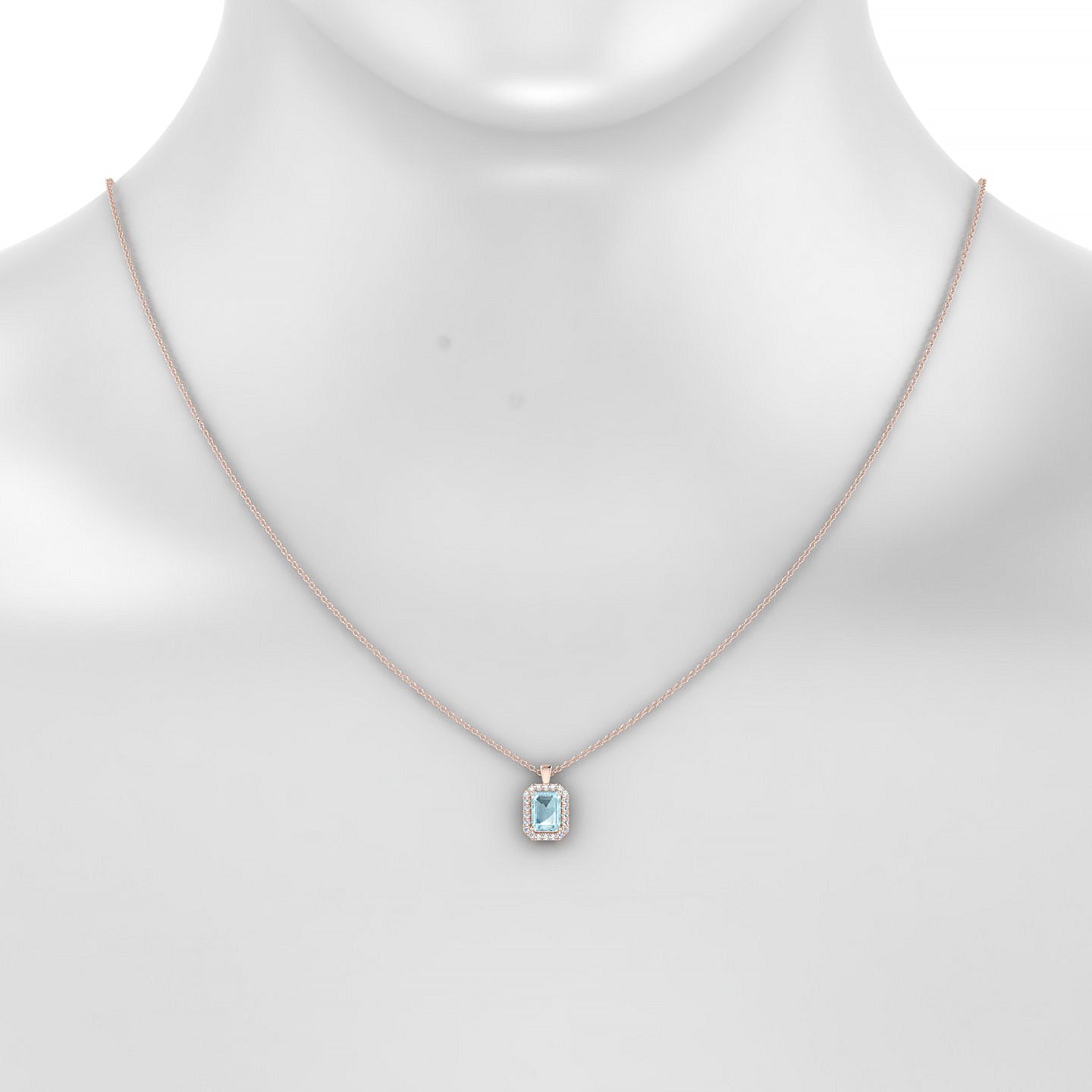 Solar | 18k Rose Gold 7 x 5 mm Emerald Aquamarine Pendant