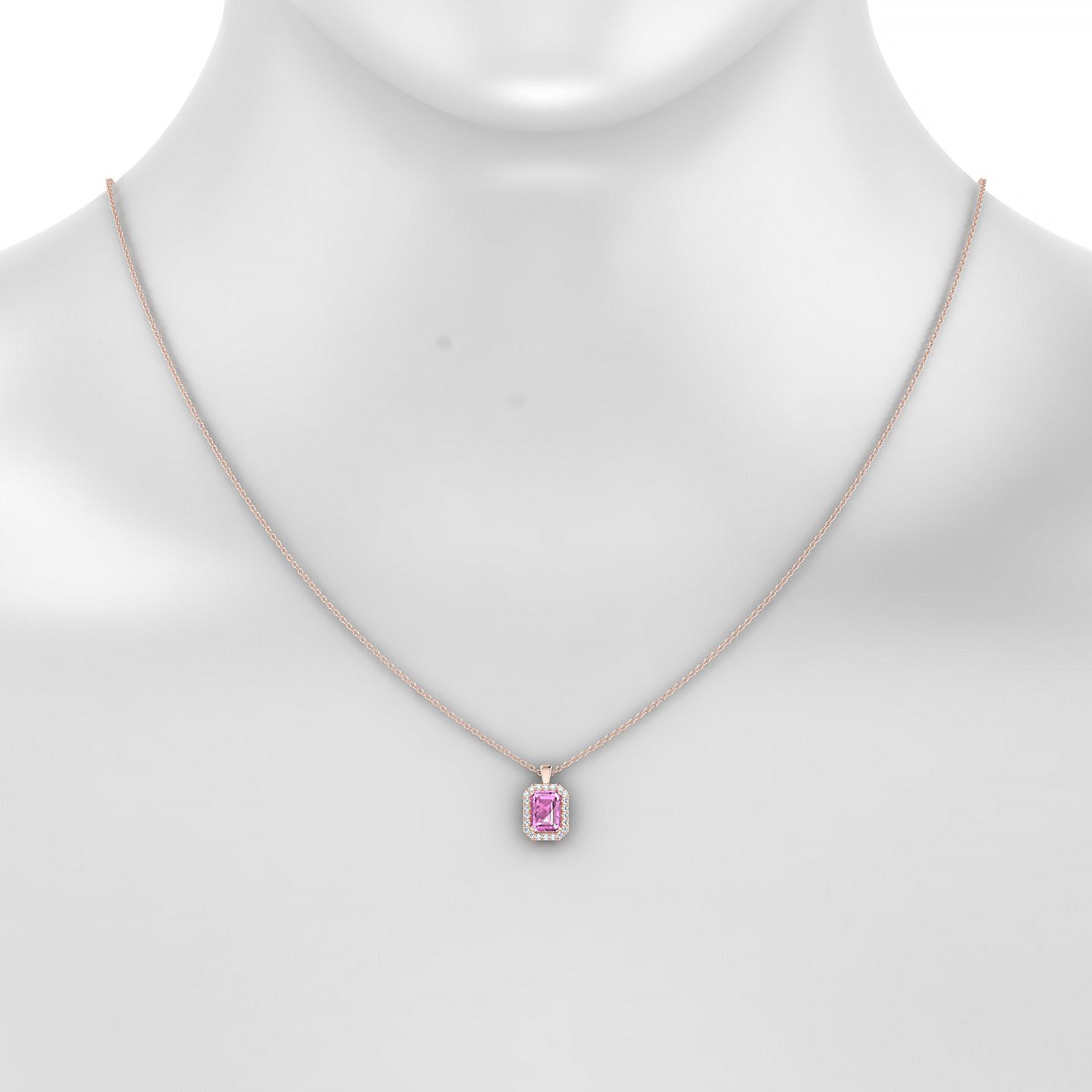 Solar | 18k Rose Gold 7 x 5 mm Emerald Pink Sapphire Pendant