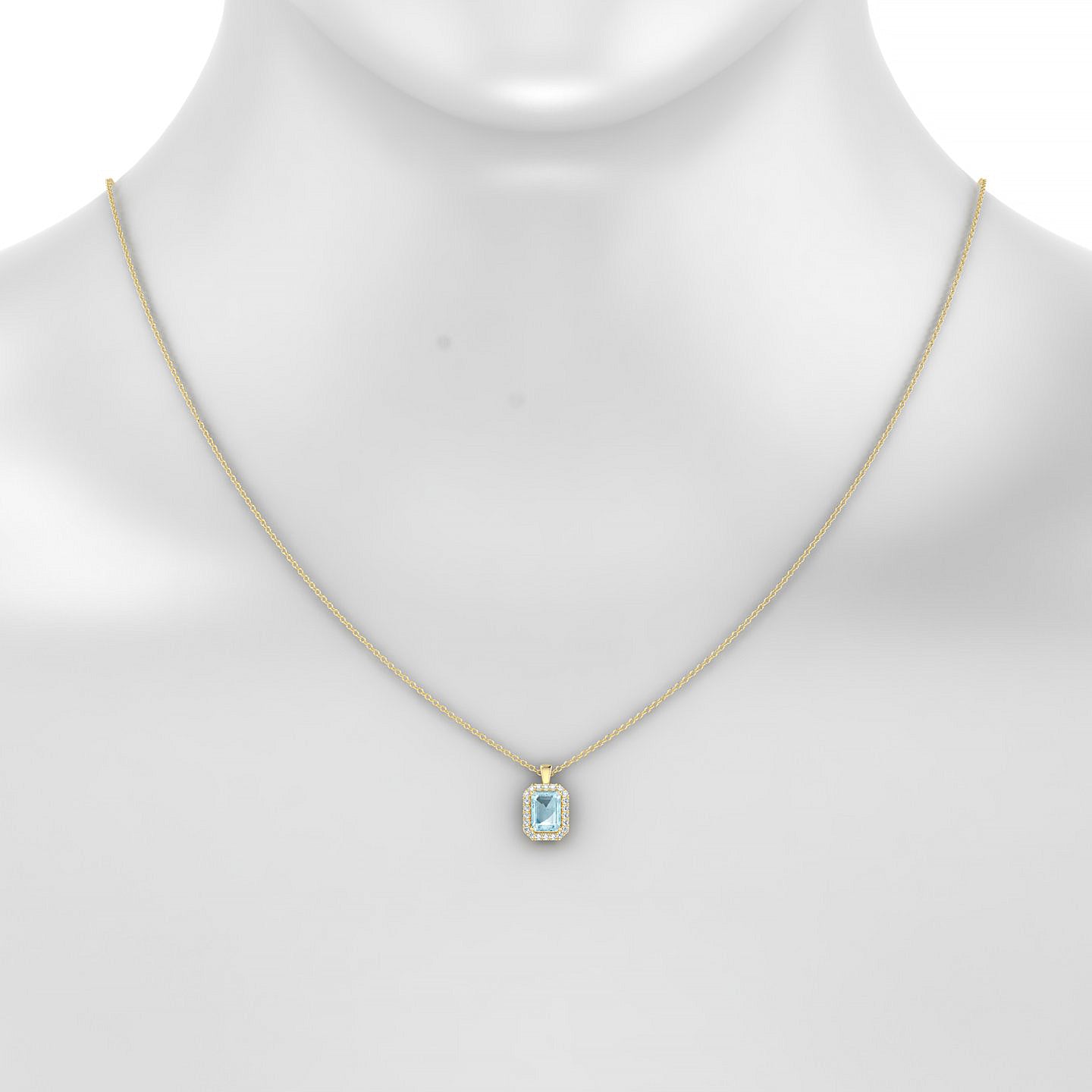 Solar | 18k Yellow Gold 7 x 5 mm Emerald Aquamarine Pendant