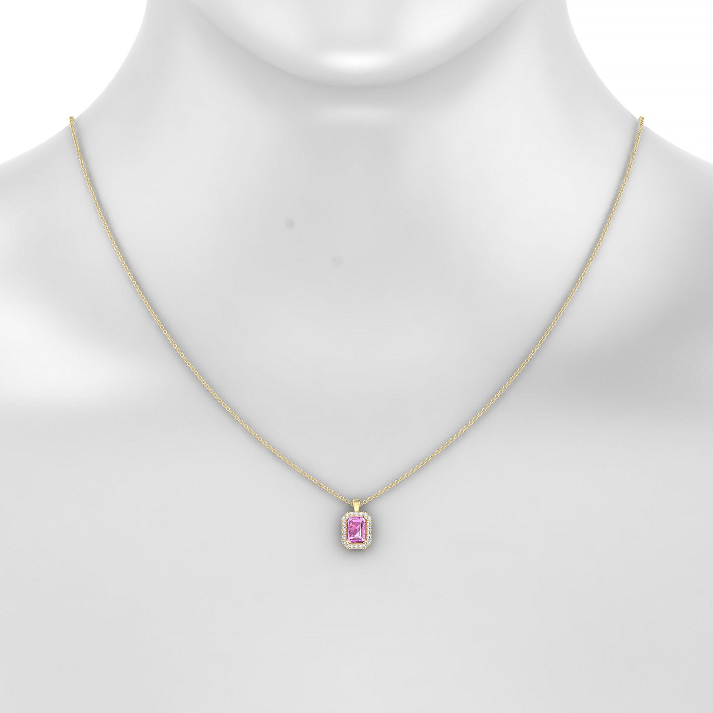 Solar | 18k Yellow Gold 7 x 5 mm Emerald Pink Sapphire Pendant