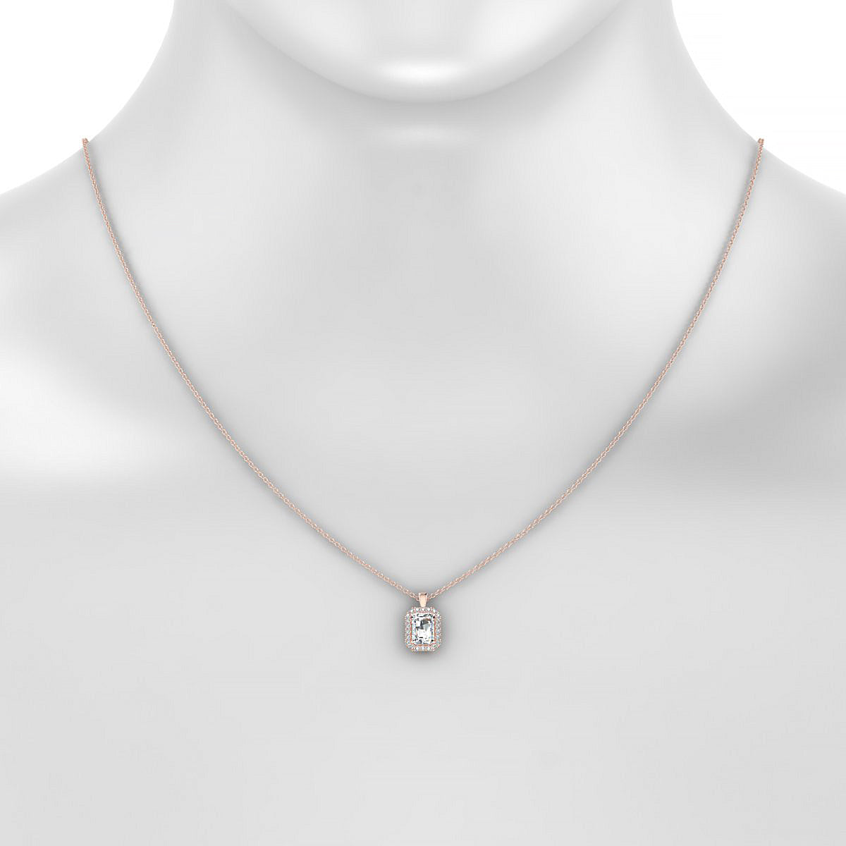 Solar | 18k Rose Gold 7 x 5 mm Emerald Diamond Pendant
