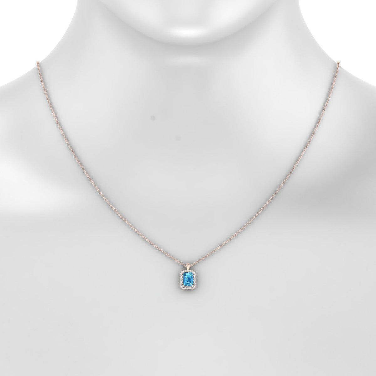 Solar | 18k Rose Gold 7 x 5 mm Emerald Topaz Pendant