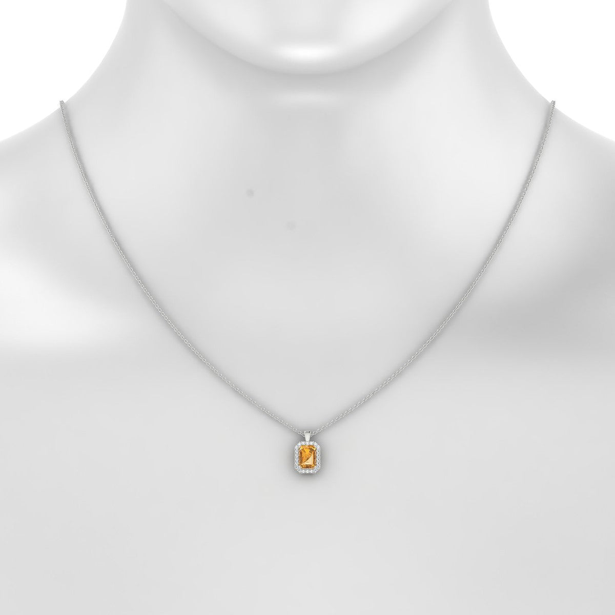 Solar | 18k White Gold 7 x 5 mm Emerald Citrine Pendant