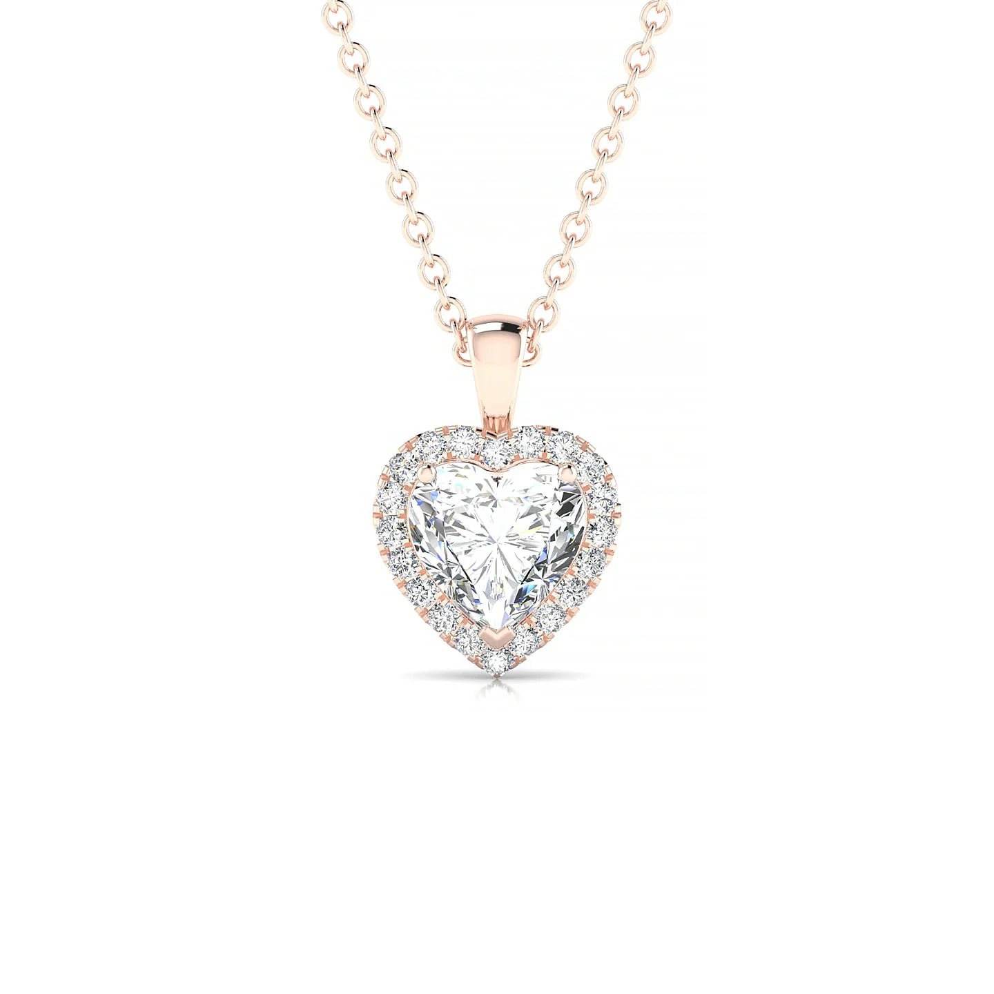 Solar | 18k Rose Gold 5.5 mm Heart Diamond Pendant