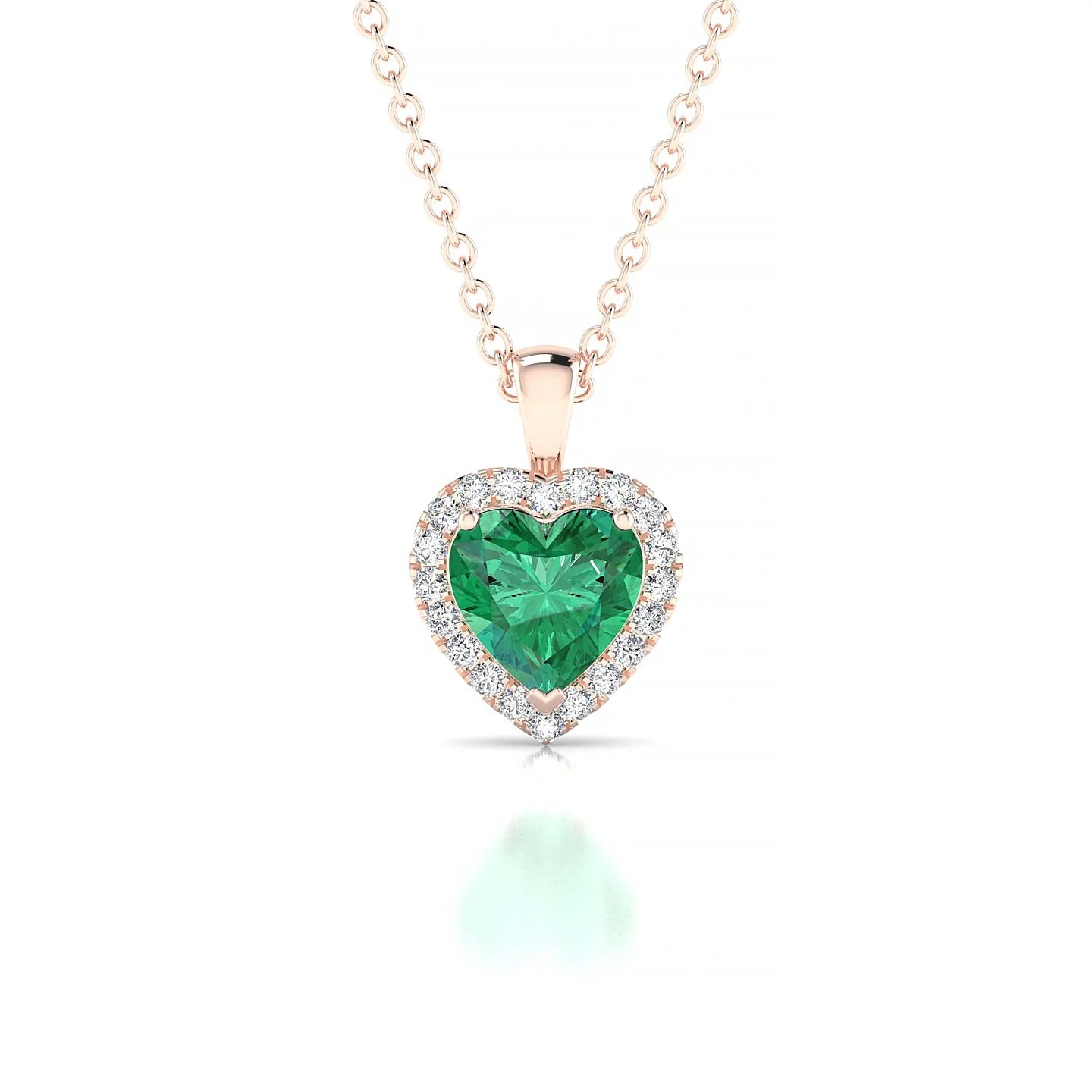 Solar | 18k Rose Gold 5.5 mm Heart Emerald Pendant