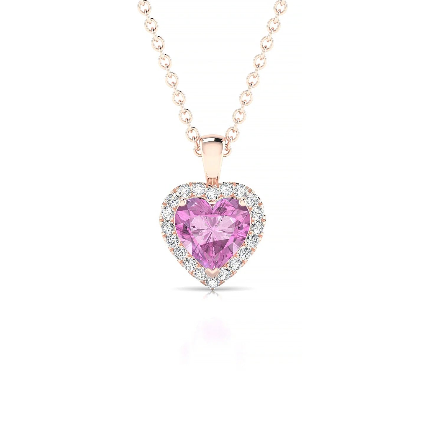 Solar | 18k Rose Gold 5.5 mm Heart Pink Sapphire Pendant