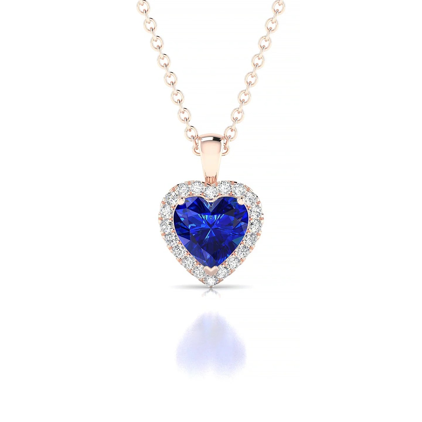 Solar | 18k Rose Gold 5.5 mm Heart Sapphire Pendant