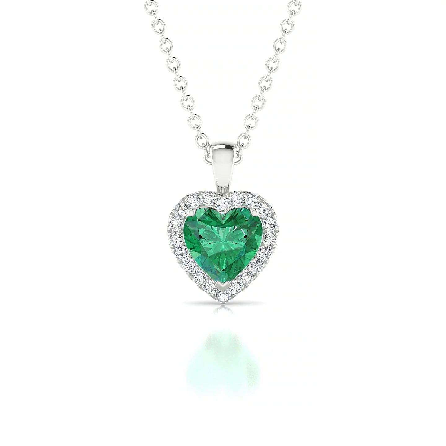Solar | 18k White Gold 5.5 mm Heart Emerald Pendant