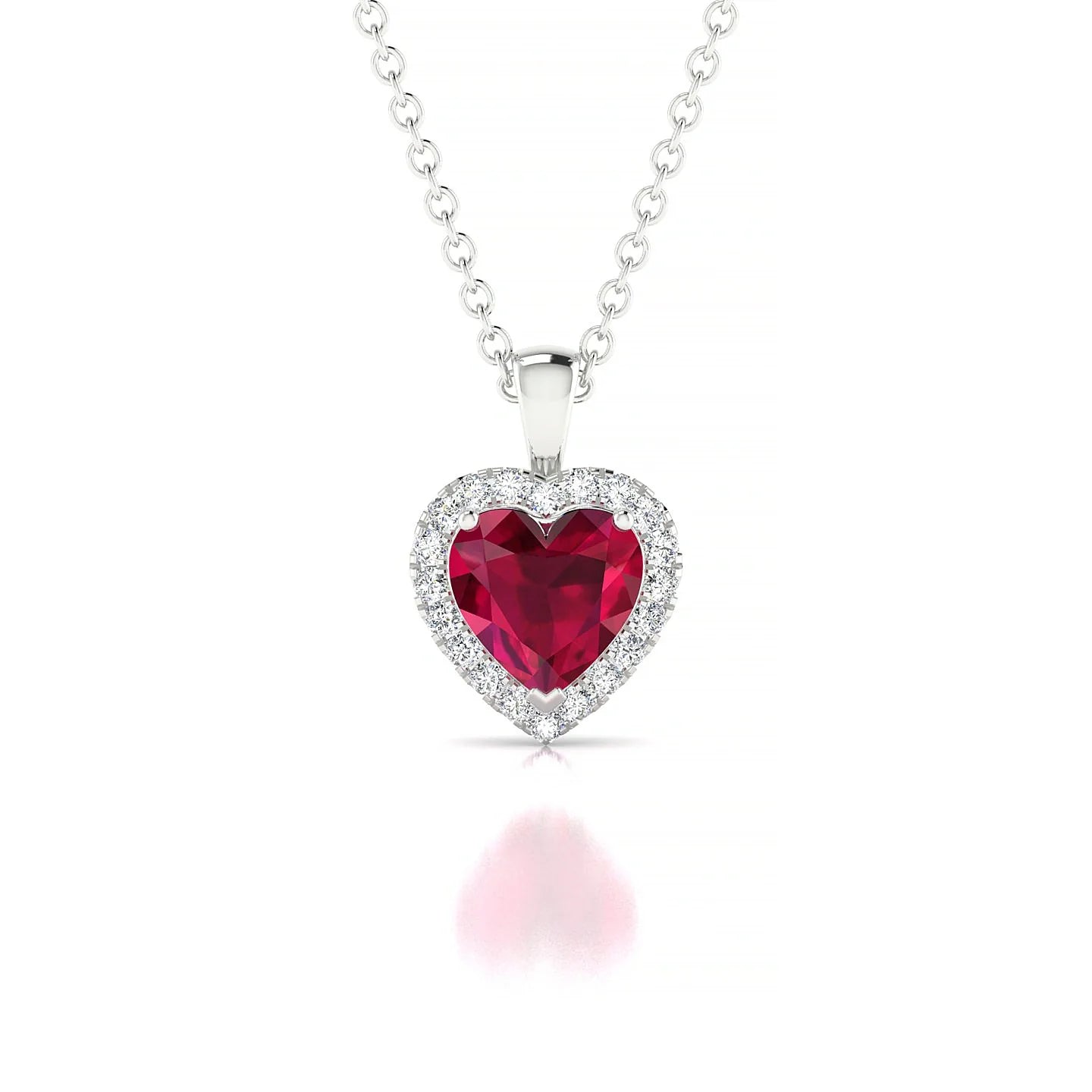 Solar | 18k White Gold 5.5 mm Heart Ruby Pendant