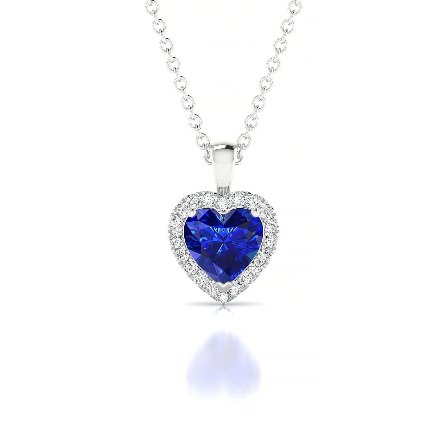 Solar | 18k White Gold 5.5 mm Heart Sapphire Pendant