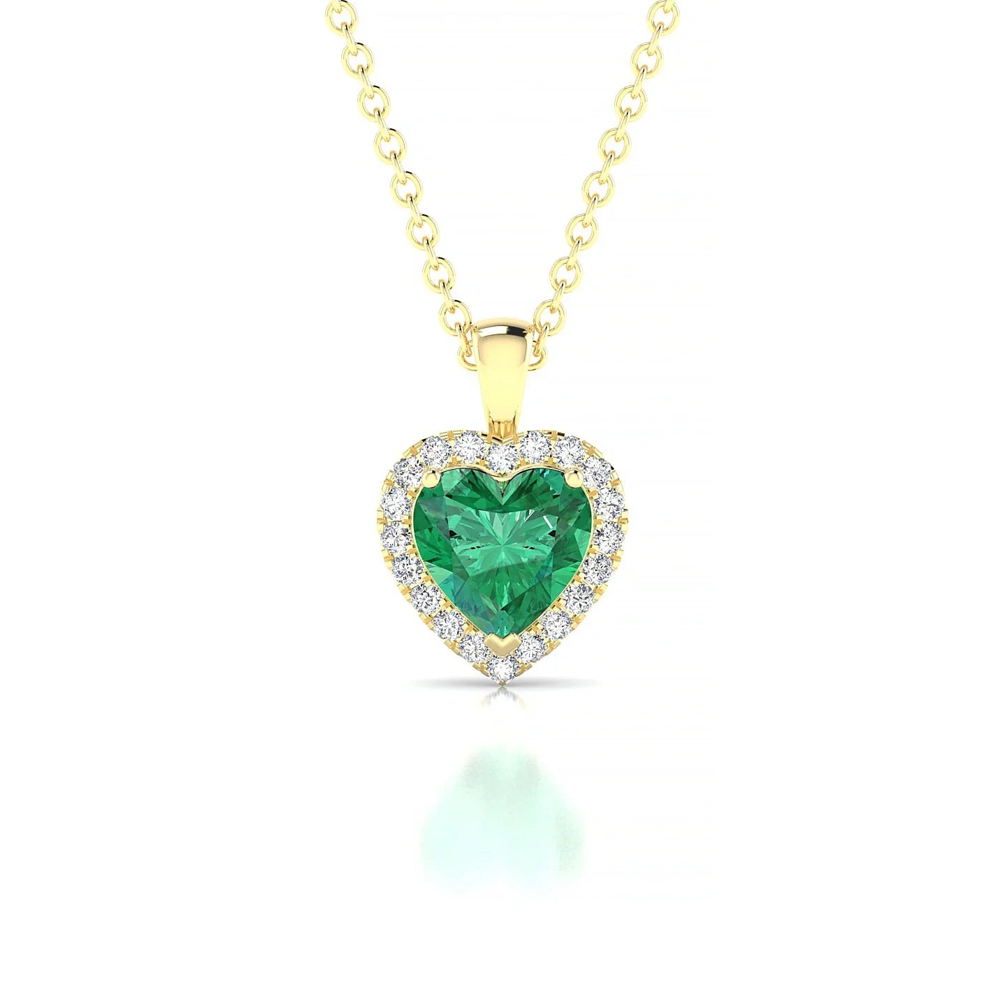 Solar | 18k Yellow Gold 5.5 mm Heart Emerald Pendant