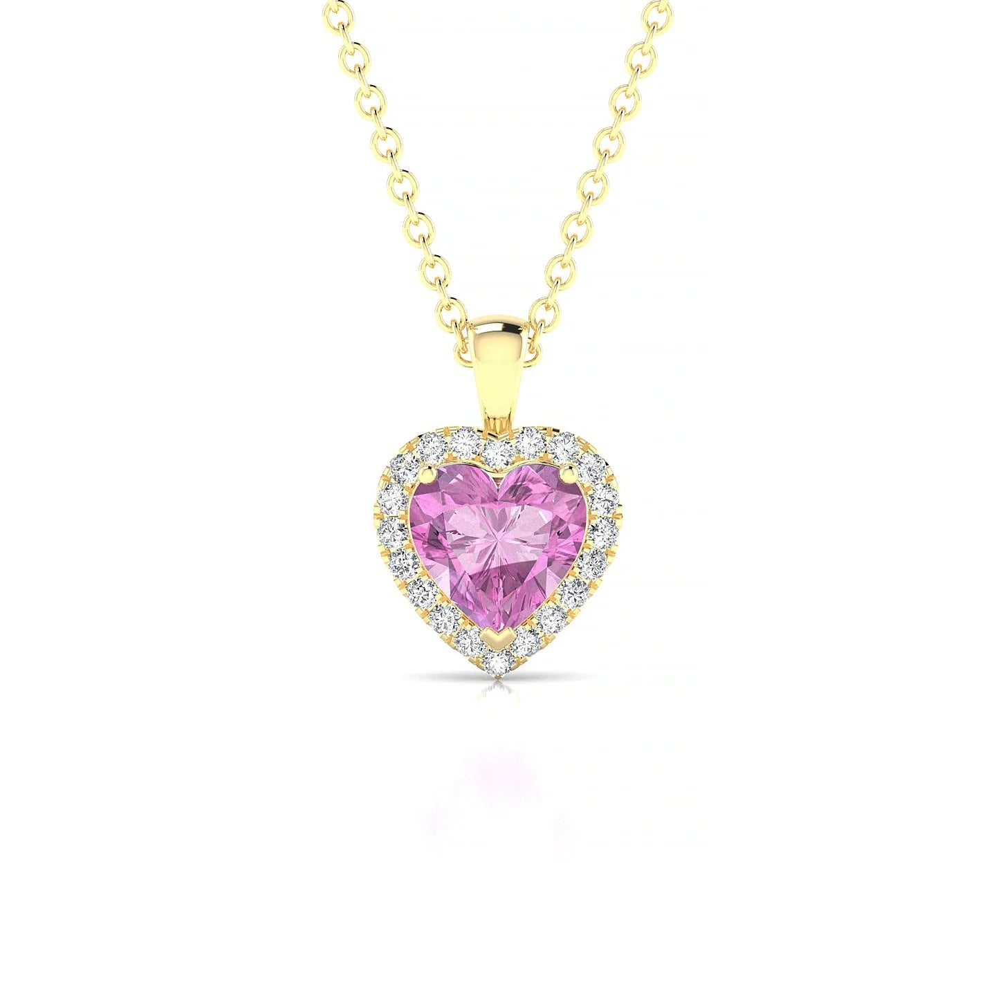 Solar | 18k Yellow Gold 5.5 mm Heart Pink Sapphire Pendant
